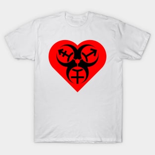 Trans Biohazard - Red Heart T-Shirt